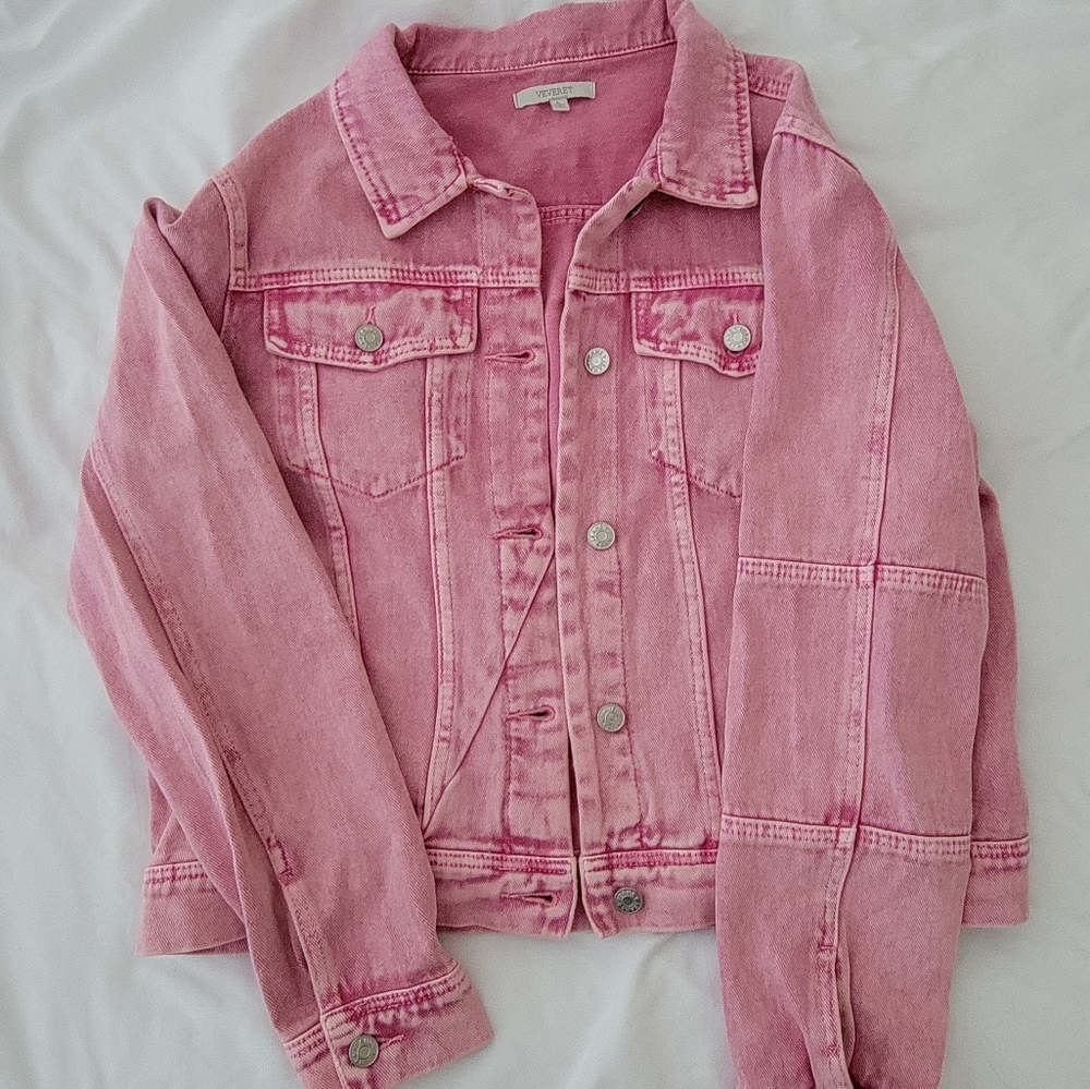 Vervet Pink Denim Jacket Large